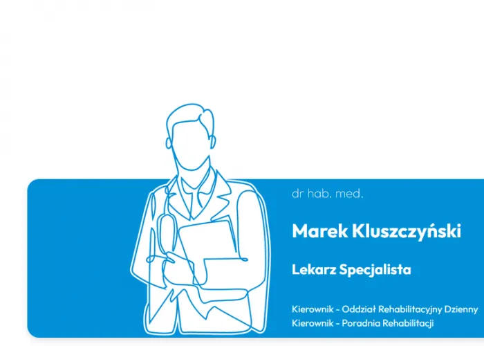Grafika z nominacją dr. hab. n. med. Marka Kluszczyńskiego na kierownika oddziału i poradni rehabilitacji