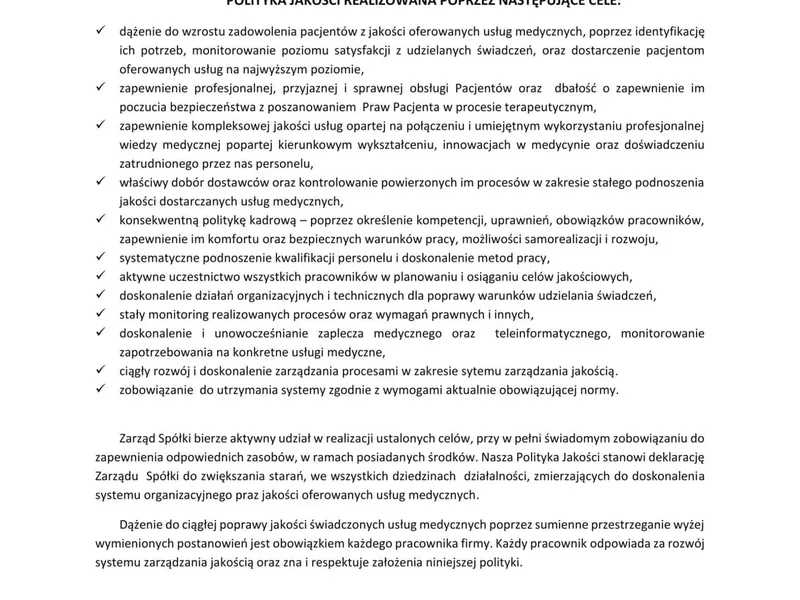 Certyfikat Ośrodka Rehabilitacji Leczniczej Troniny sp. z o.o.